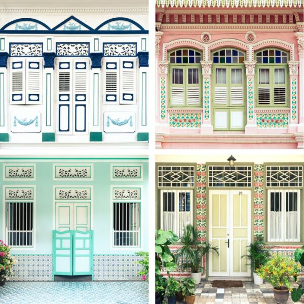 Shophouses 002 40x40cm Quad Framed