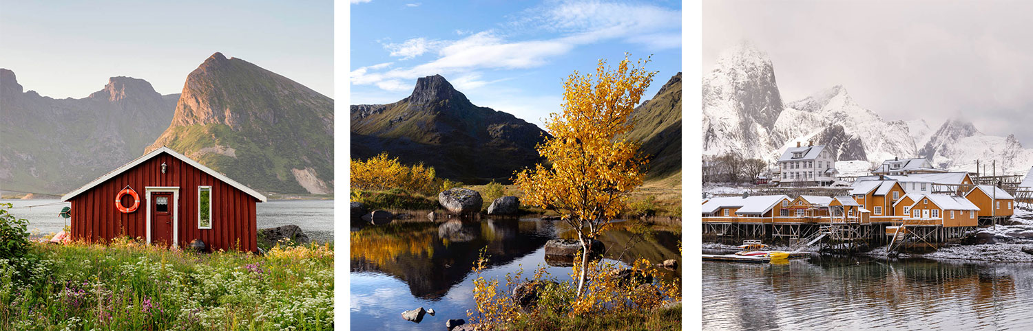 seasons of the Lofoten Islands triptych photography set