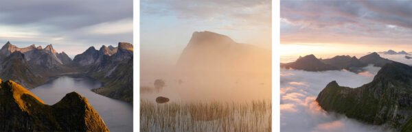 Lofoten Islands summer triptych photography set