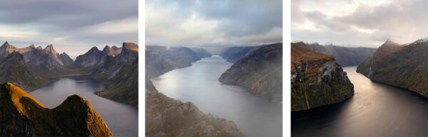 Norwegian fjords Triptych photography set