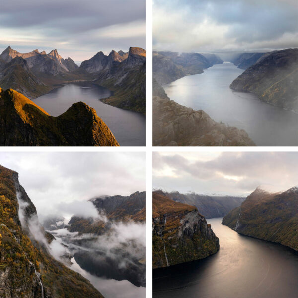 Norway Fjords quadriptych photography collage