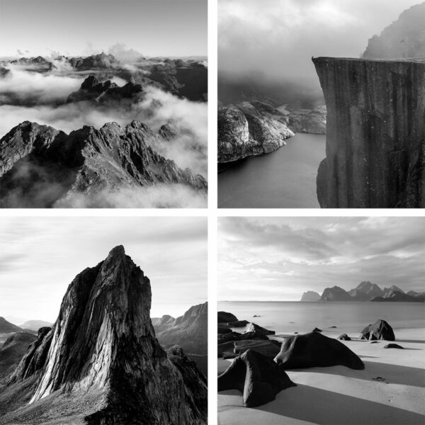 Norway b&w quadriptych photography set