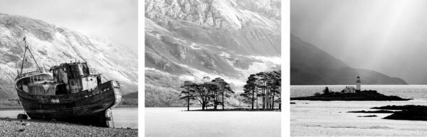 Scottish lochs triptych photography set