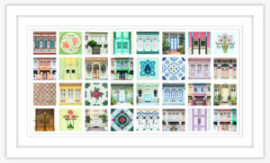 Framed Singapore Peranakan Shophouse Collage art