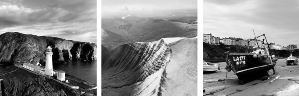 Wales black and white triptych photography set