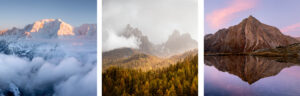 Triptych photography set of the French Alps Mont Blanc