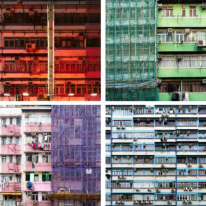 Hong Kong Tong Lau Cantonese architecture quad print set